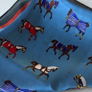 Blue equestrian Horse silk Print Scarf